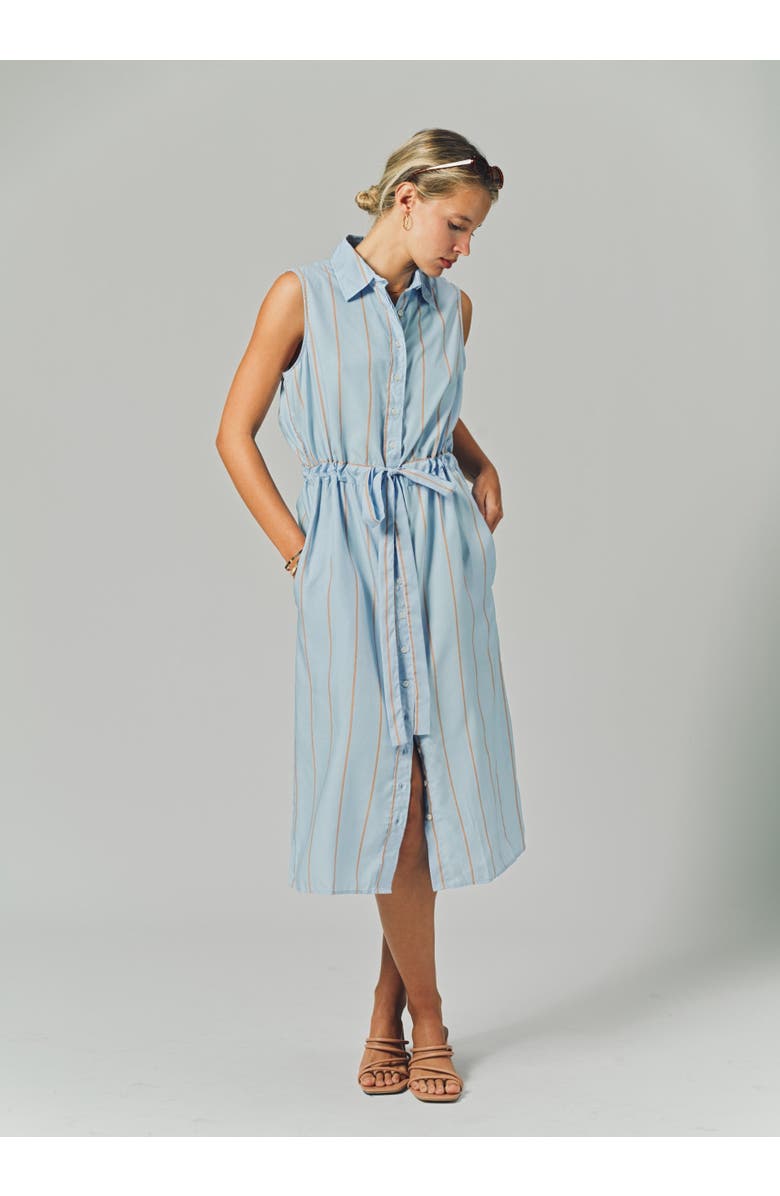 The Shirt by Rochelle Behrens The Sleeveless Midi Dress, Alternate, color, Light Blue/Taupe