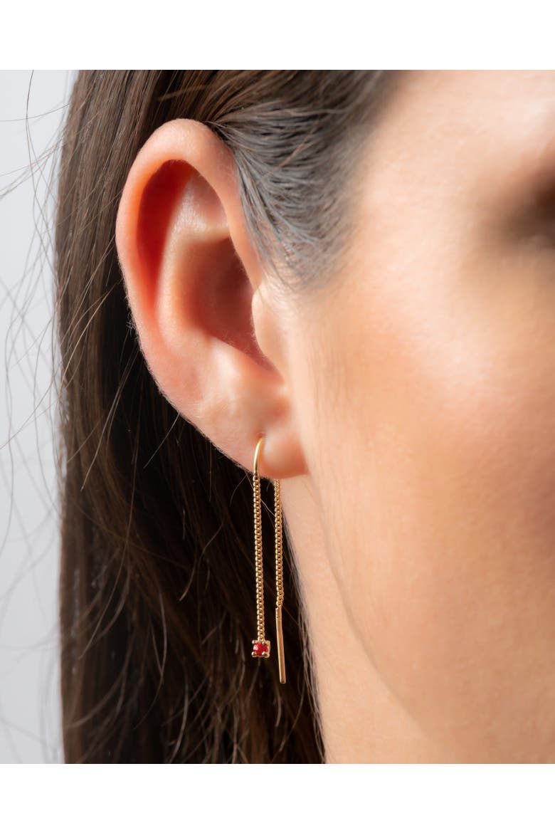 Connection Chain Threader Earrings Natural Gemstones. Handmade in Italy, Alternate, color, Ruby