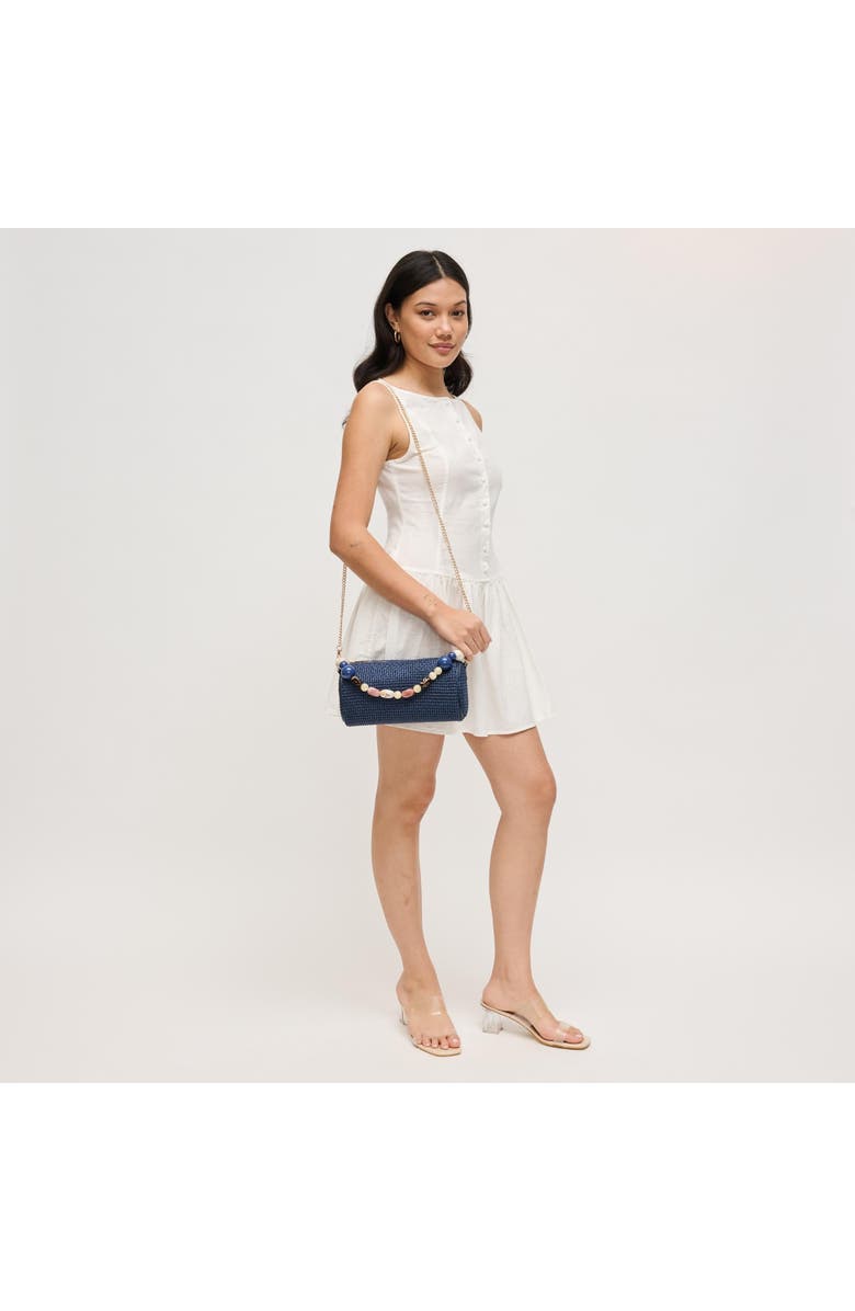 URBAN EXPRESSIONS HANDBAGS Rachel - Straw Clutch, Alternate, color, Navy