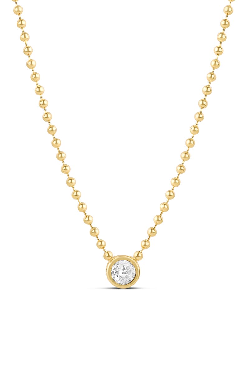 Bezel Crystal Pendant Necklace, Main, color, GOLD