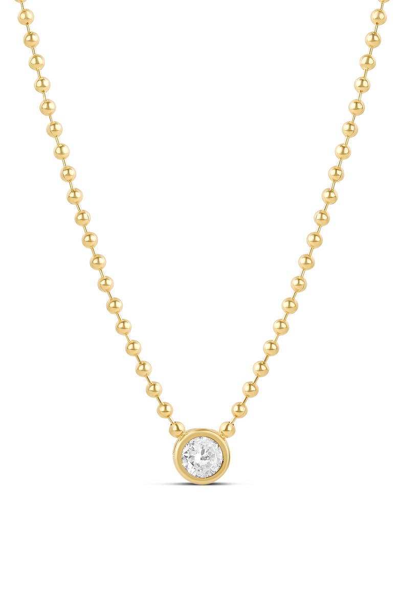 SHYMI Bezel Crystal Pendant Necklace, Main, color, Gold