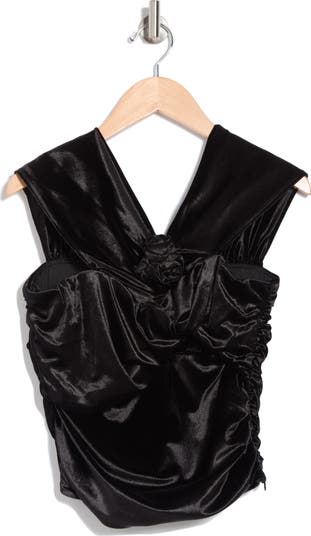WAYF Rosette Off the Shoulder Velvet Top | Nordstromrack
