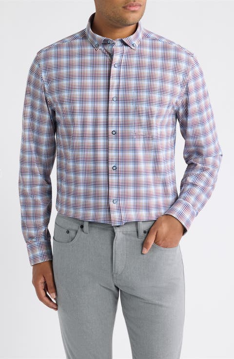 XC+™ Motion Plaid Knit Button-Up Shirt