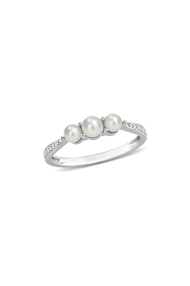 Cultured Freshwater Pearl & Diamond Ring - 0.06ct., Main, color, WHITE