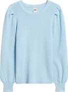 AK ANNE KLEIN Pleat Sleeve Crewneck Sweater