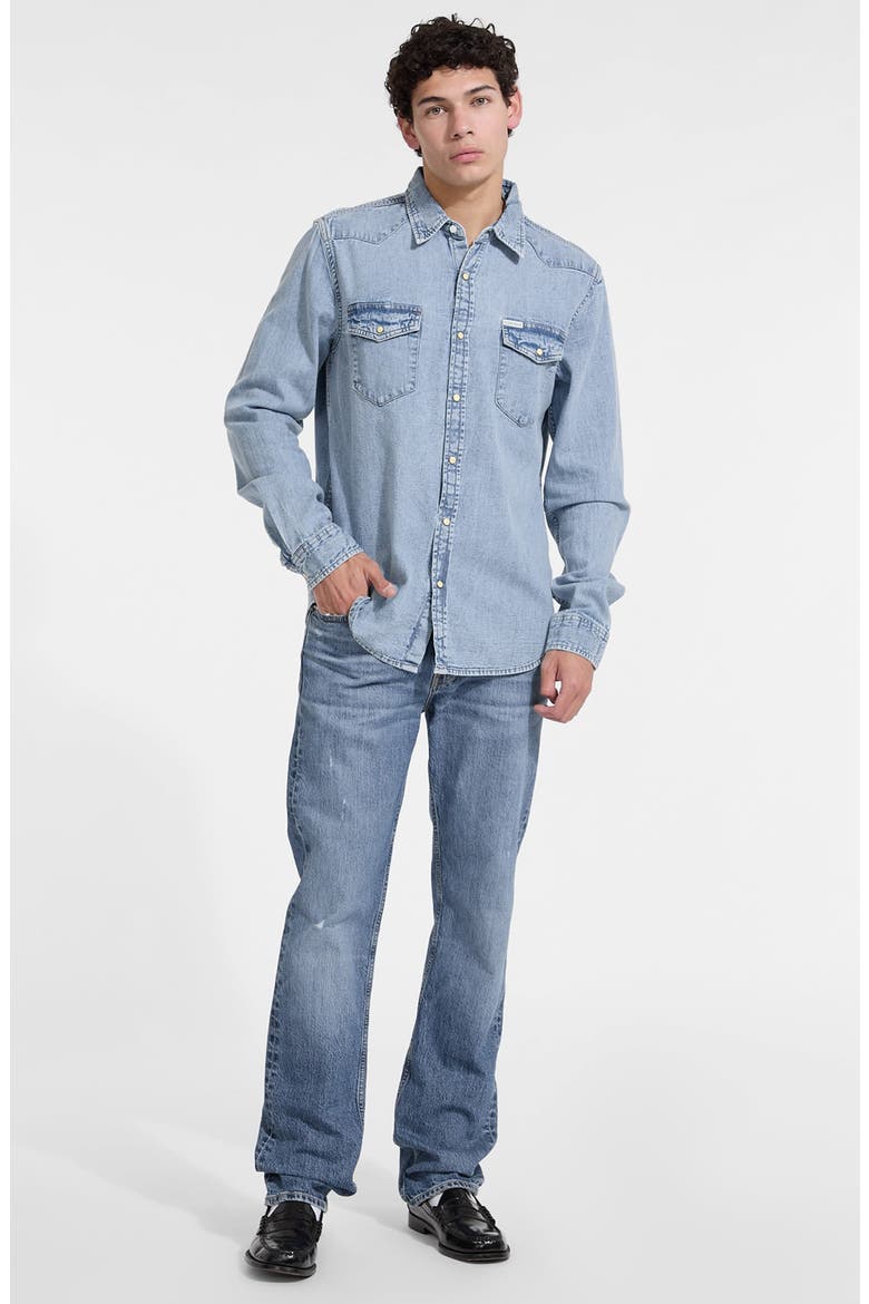Slim Fit Denim Snap-Up Shirt, Alternate, color, GJ LIGHT HERITAGE WASH