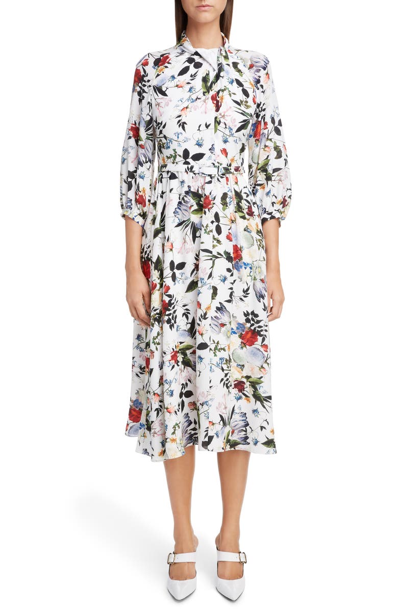Erdem Floral Cotton Poplin Midi Dress, Main, color, 