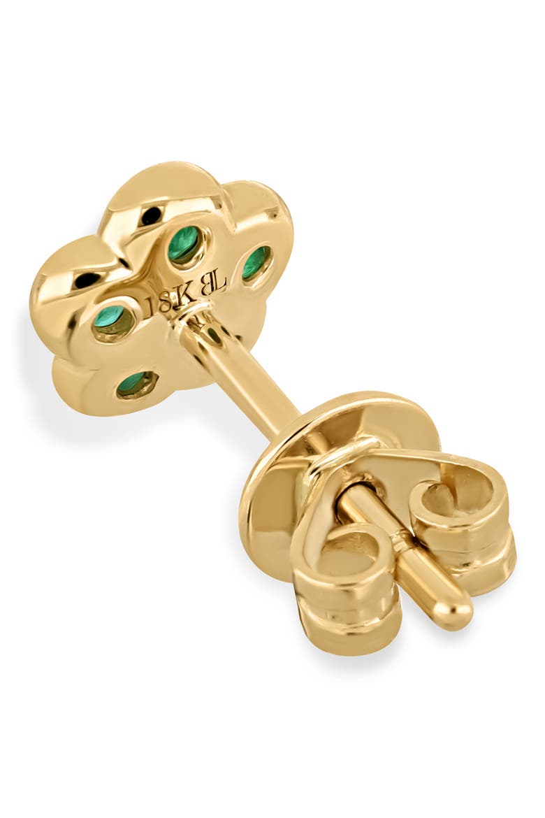 El Mar Diamond & Gemstone Flower Stud Earrings (Online Trunk Show), Alternate, color, 18K YELLOW GOLD/ EMERALD