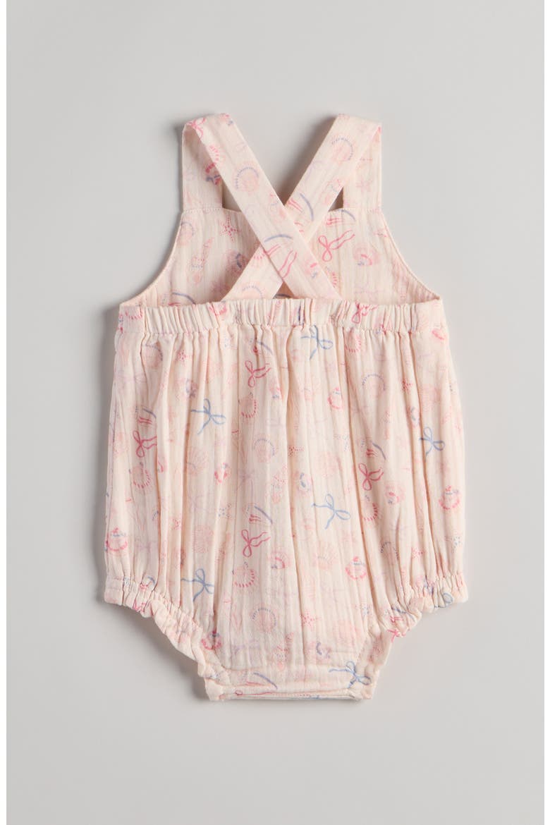 Printed Cotton Bubble Romper, Alternate, color, PINK HEAVEN SEASHELLS