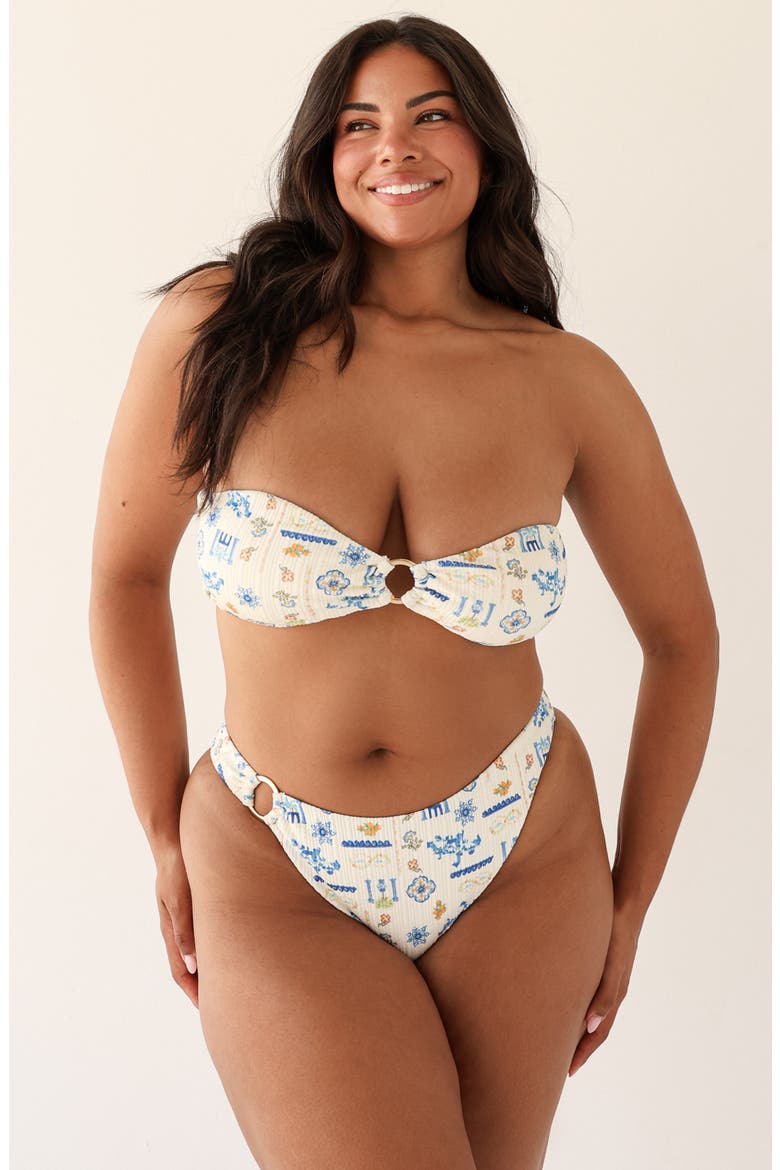 Lotus Bandeau Bikini Top, Alternate, color, Santorini