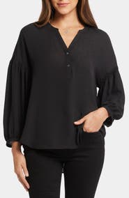 NYDJ Paulina Tie Dye Recycled Polyester Peasant Top