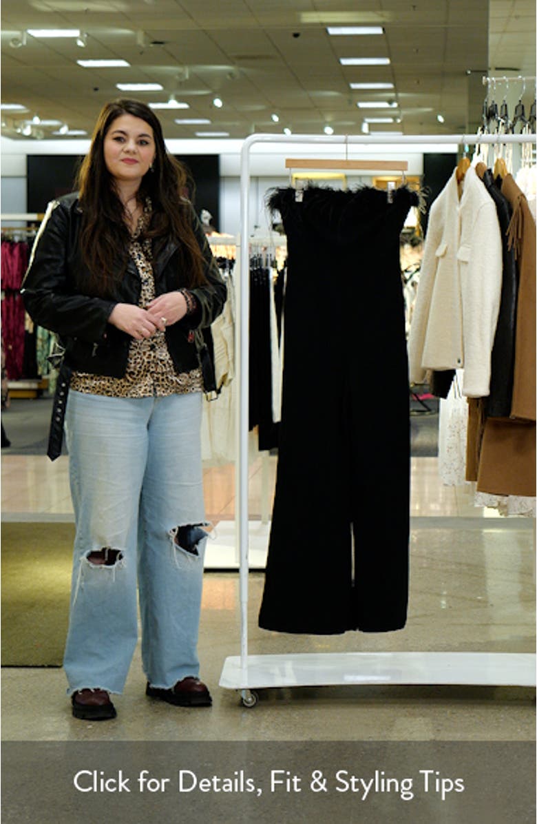 Louise Feather Trim Strapless Jumpsuit, sales video thumbnail