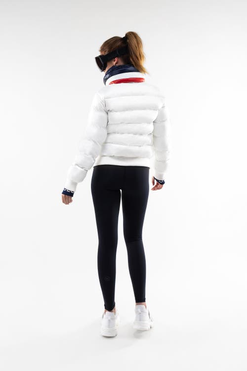 Malibu Ski Club Monogram Racer Jacket In White