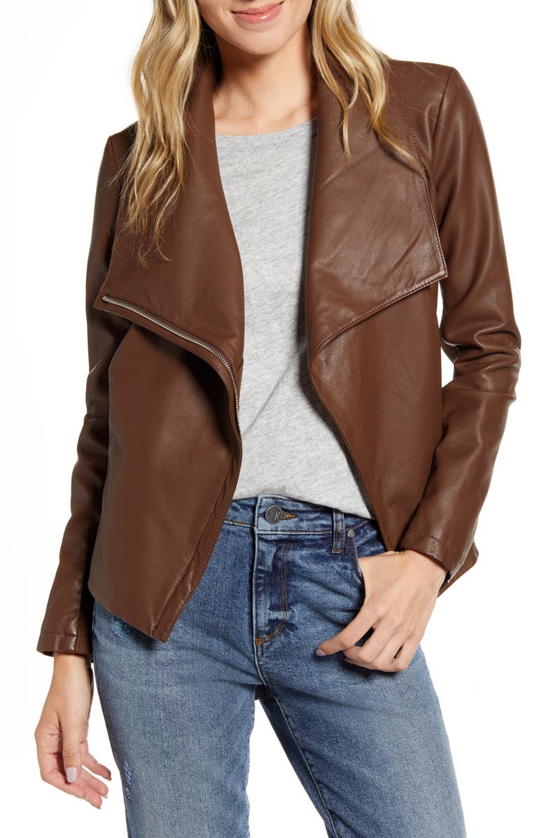 BB Dakota by Steve Madden BB Dakota Up to Speed Faux Leather Moto Jacket, Main, color,