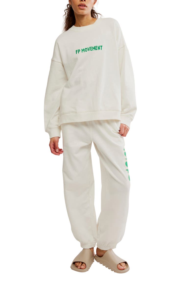 FP Movement All Star Embroidered Logo Cotton Blend Sweatshirt, Alternate, color, WHITE COMBO