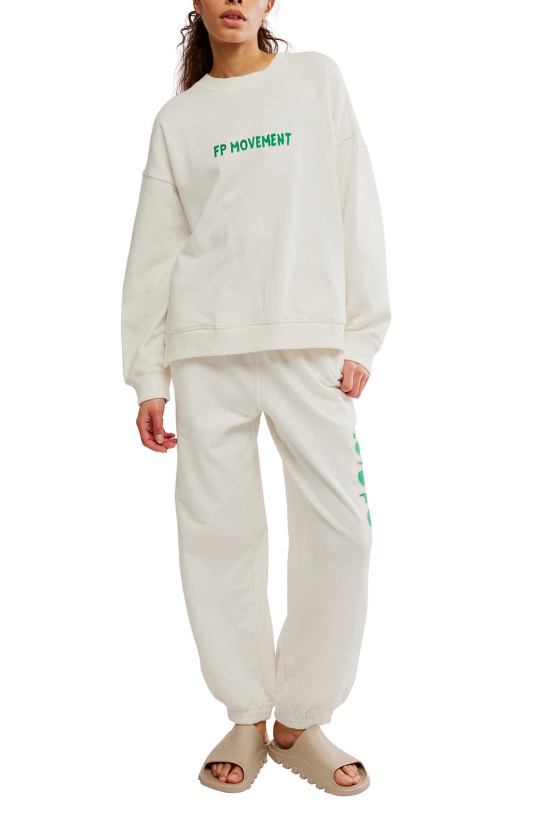 Free People FP Movement All Star Embroidered Logo Cotton Blend Sweatshirt, Alternate, color,