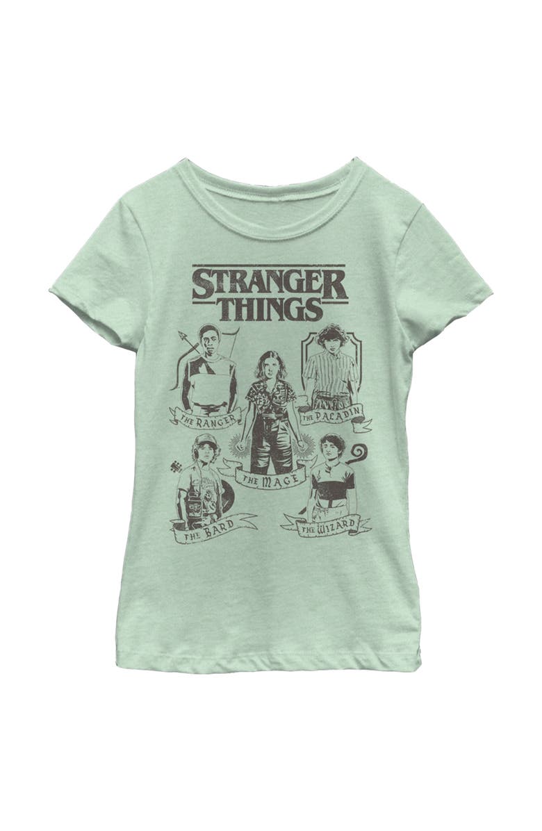 Stranger Things Girl's Stranger Things Group Shot Classes Graphic T-Shirt, Main, color, Mint