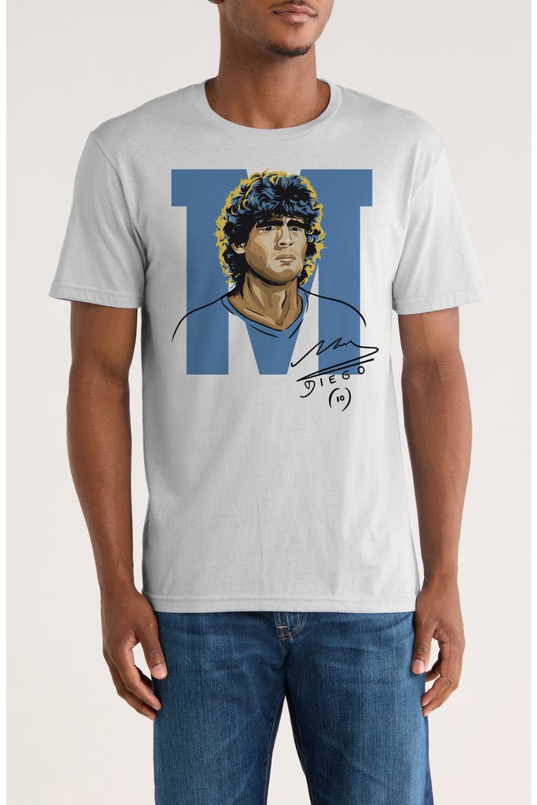 Maradona Stencils Signature Graphic T-Shirt, Main, color, WHITE