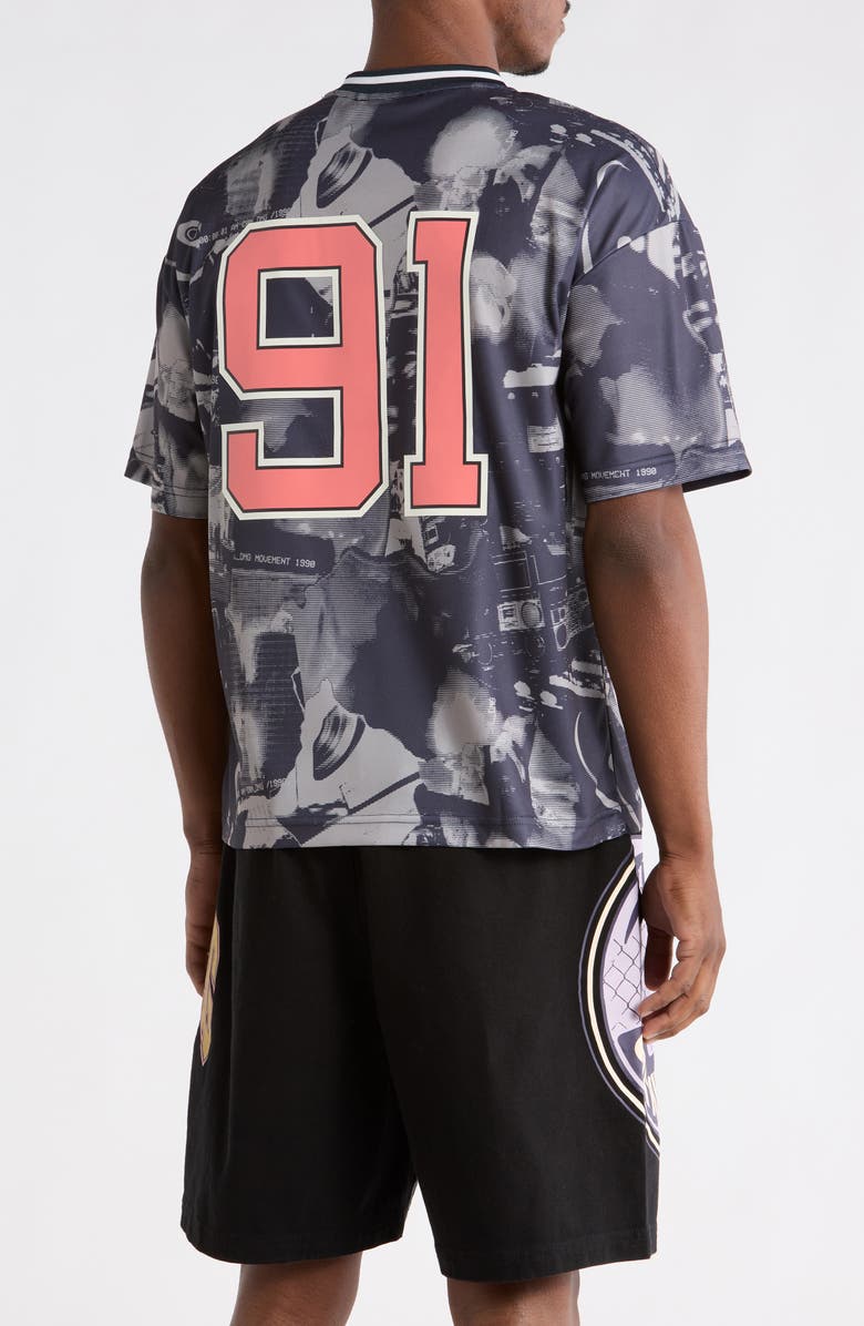 CRIMINAL DAMAGE Carnival FC Football T-Shirt, Alternate, color, Greyscale/ Coral