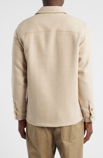 Lomond Wool Blend Melton Button-Up Overshirt