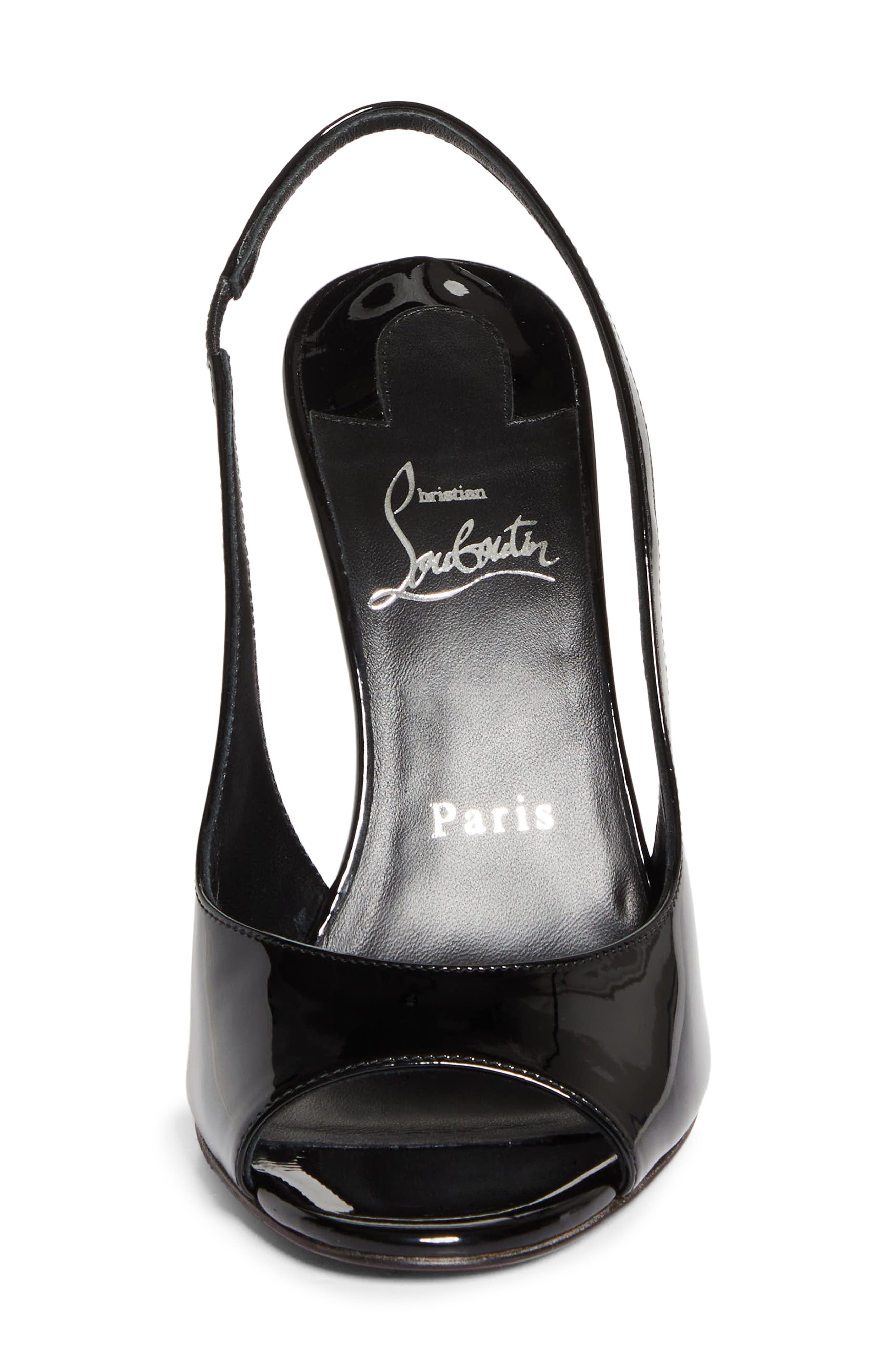 Christian Louboutin Sofia Z Peep Toe Slingback Pump, Alternate, color, Black/ Lin Black