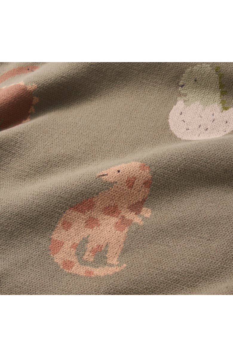 Elegant Baby Dinosaur Family Cotton Knit Blanket, Alternate, color, Olive Green