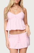 EDIKTED Selene Pintuck Cotton & Linen Babydoll Camisole