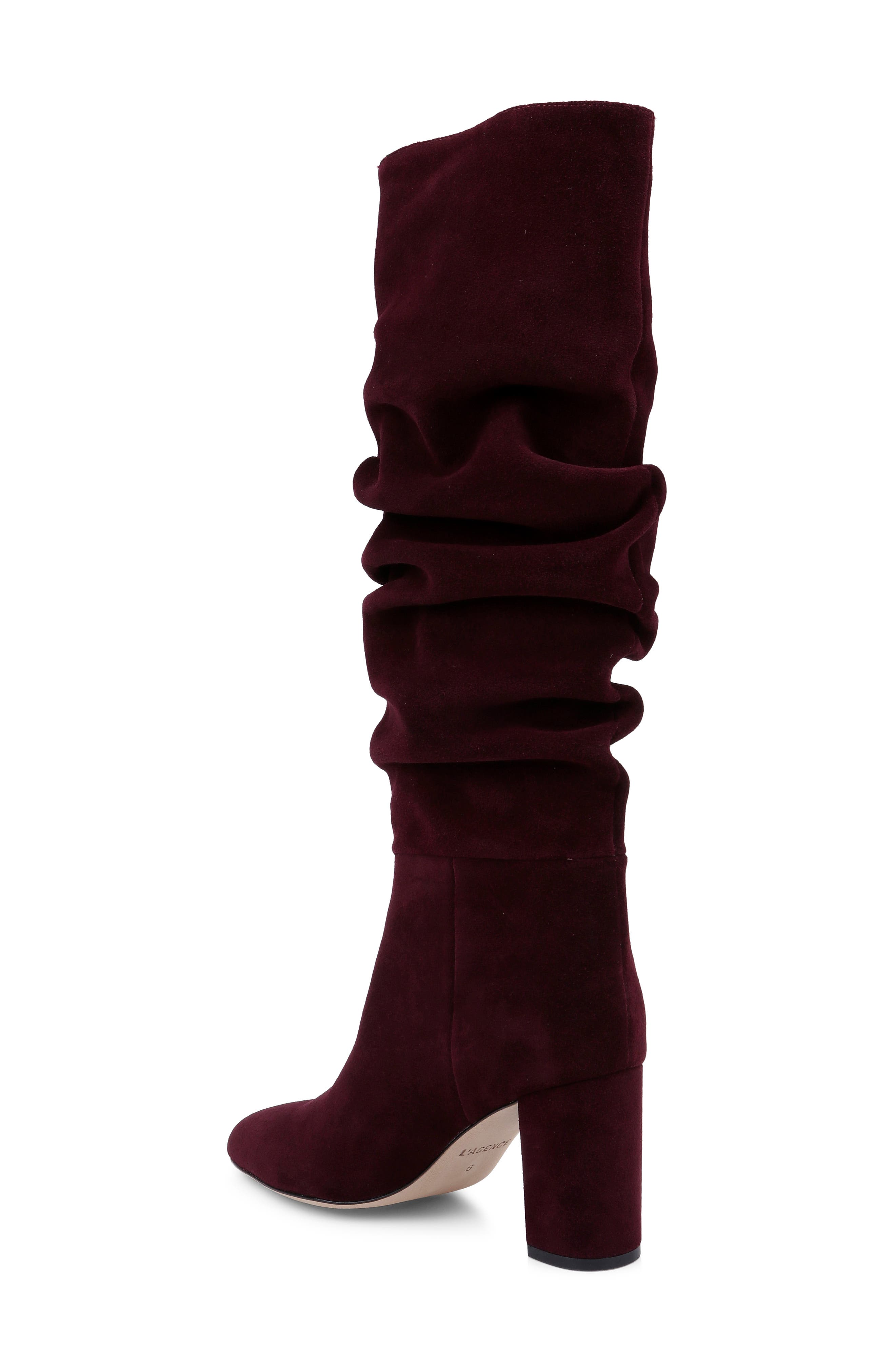Fletcher Lace Knee High Boot, Alternate, color, BURGUNDY SUEDE