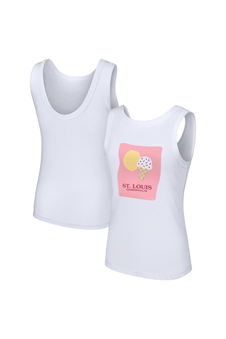 Women's Lusso Style  White St. Louis Cardinals Lindy Tank Top, Main, color, White