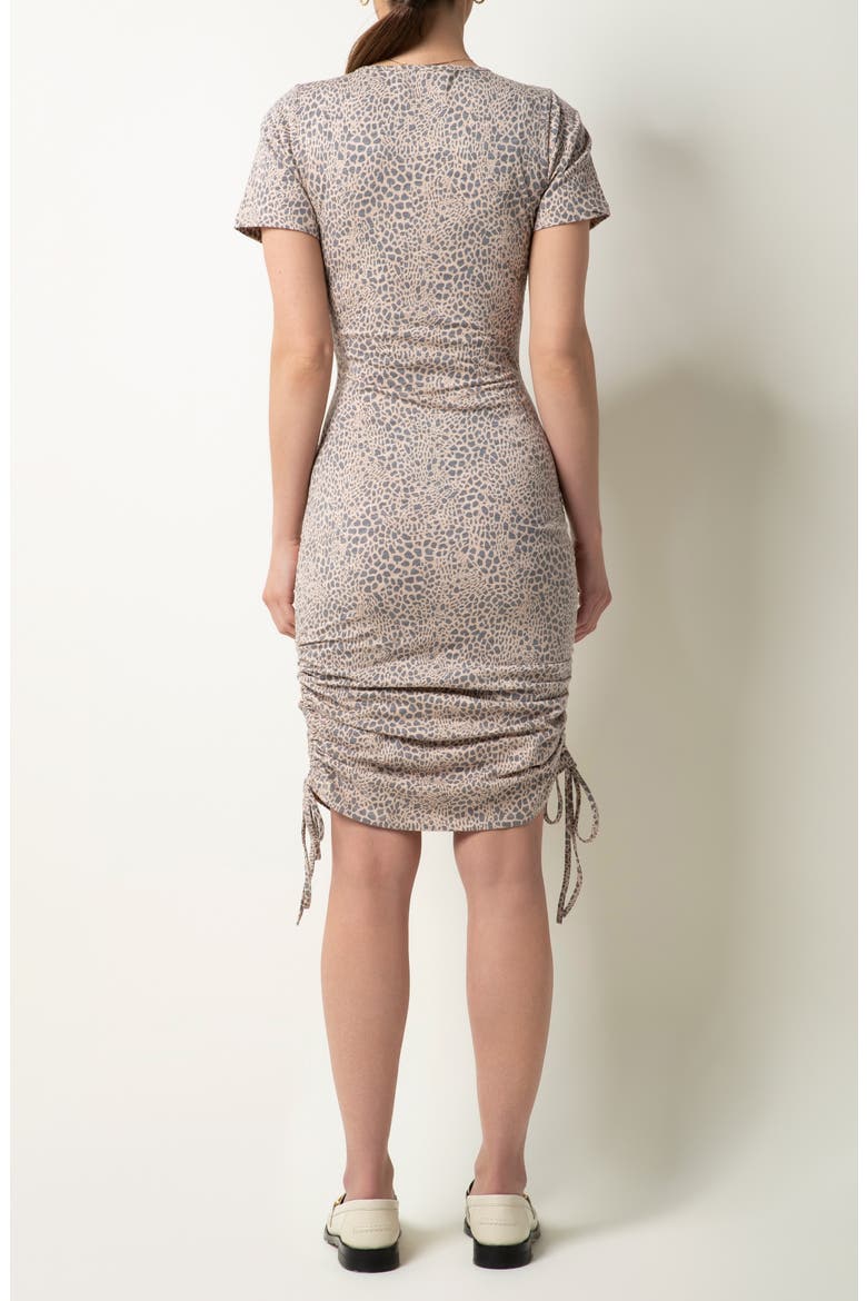 Zinnia Short Sleeve Ruched Dress, Alternate, color, SUNKISSED LEOPARD
