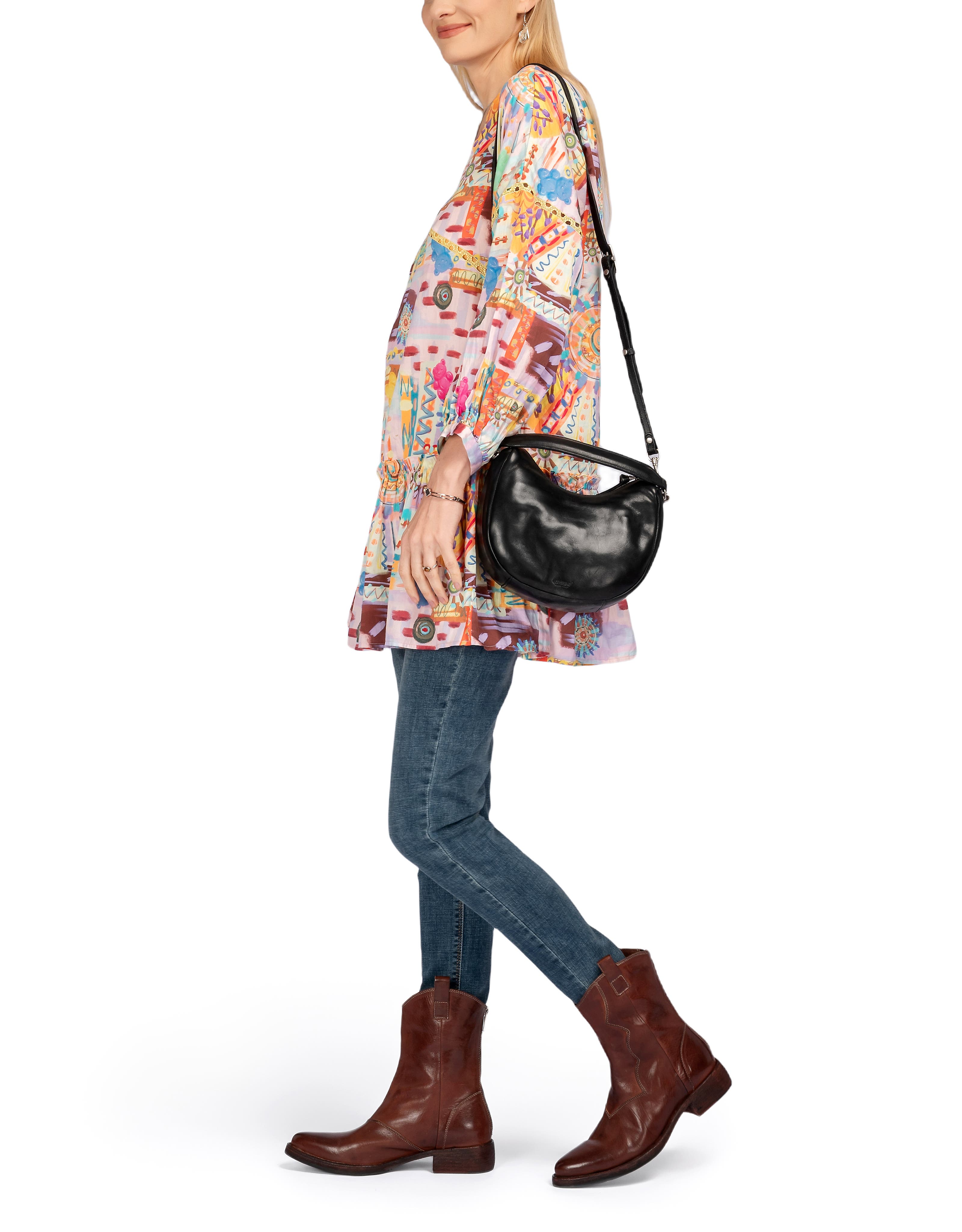 OLD TREND Dahlia Genuine Leather Soft Everyday Hobo Bag, Alternate, color, Black