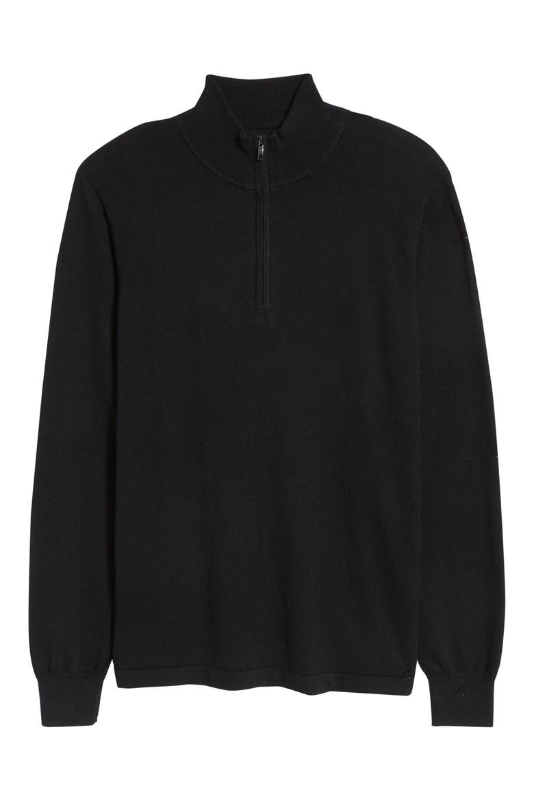 Tech-Smart Quarter Zip Pullover Sweater, Alternate, color, BLACK