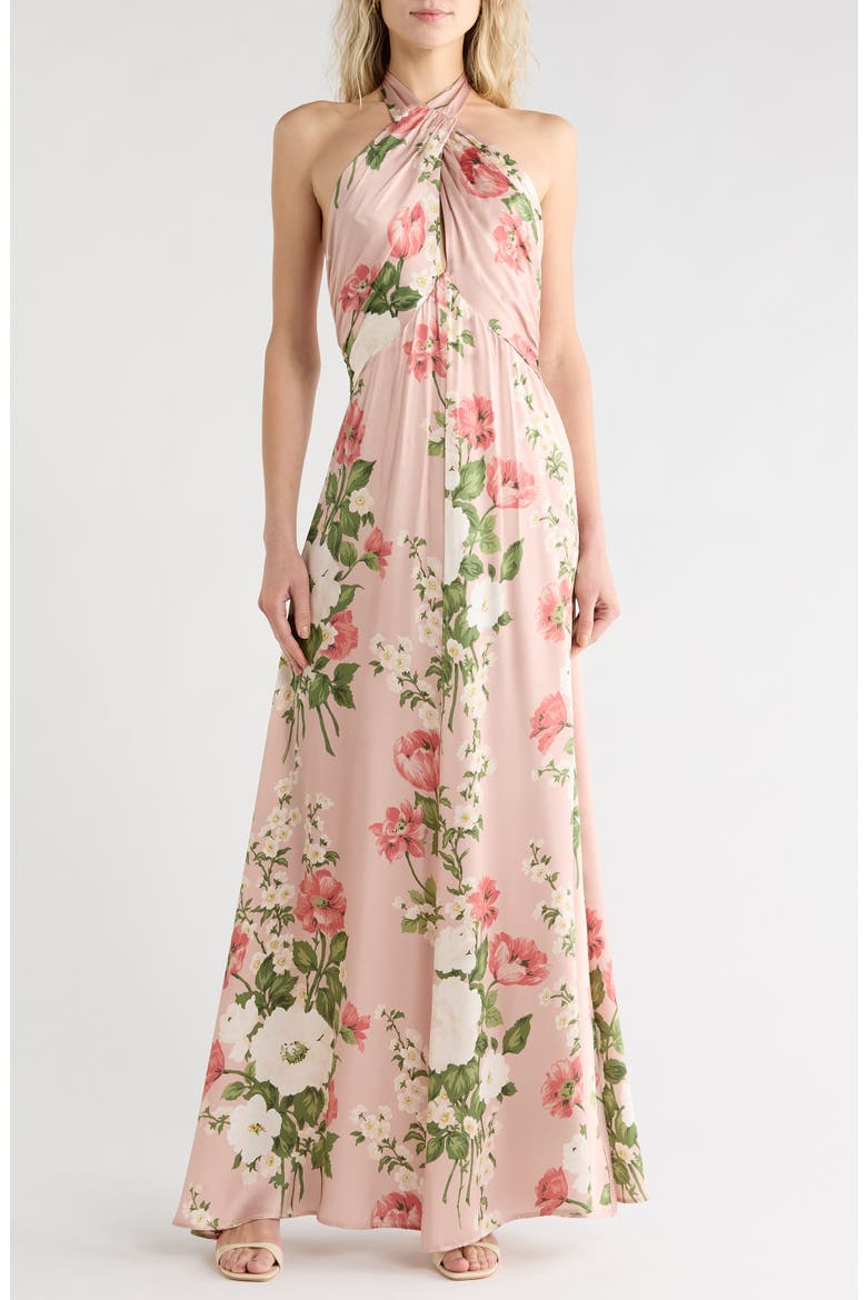 Veria Silk Maxi Dress, Main, color, ROSE GARDEN
