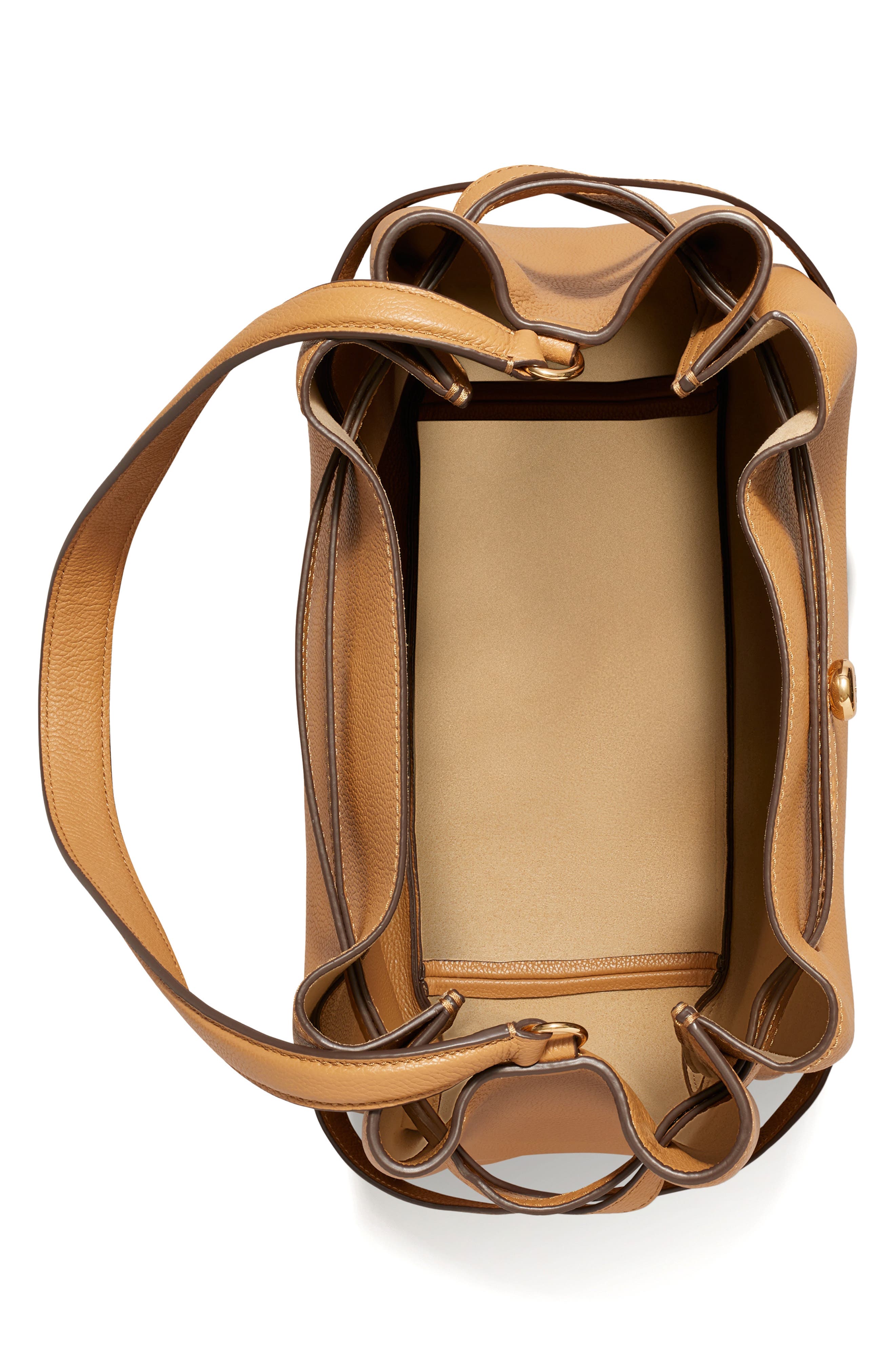 Large Romy Pebble Leather Bucket Bag, Alternate, color, TIRAMISU