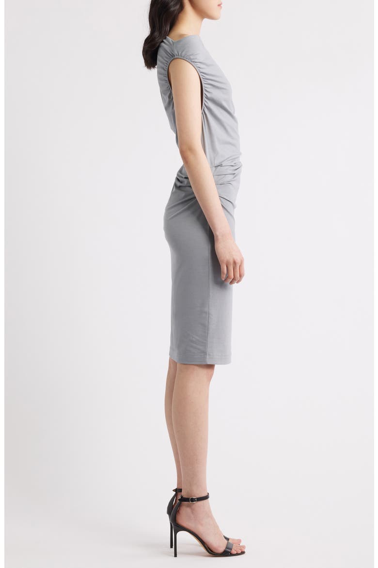 Enila Pleated Stretch Recycled Cotton Blend Dress, Alternate, color, TURQ/AQUA