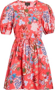 SUGARLIPS Oreanna Floral Alba Drawstring Waist Cotton Minidress