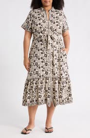 MAX STUDIO Short Sleeve Maxi Shirtdress