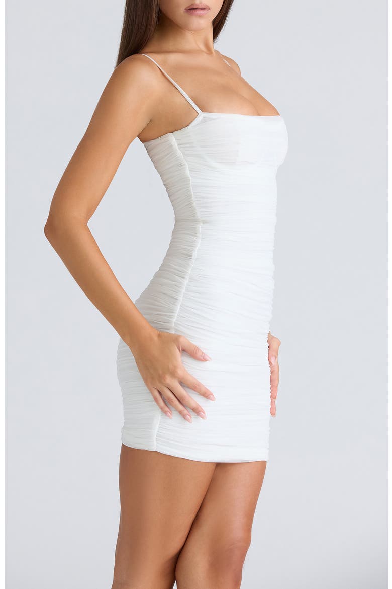 Ella Ruched Sleeveless Minidress, Alternate, color, WHITE