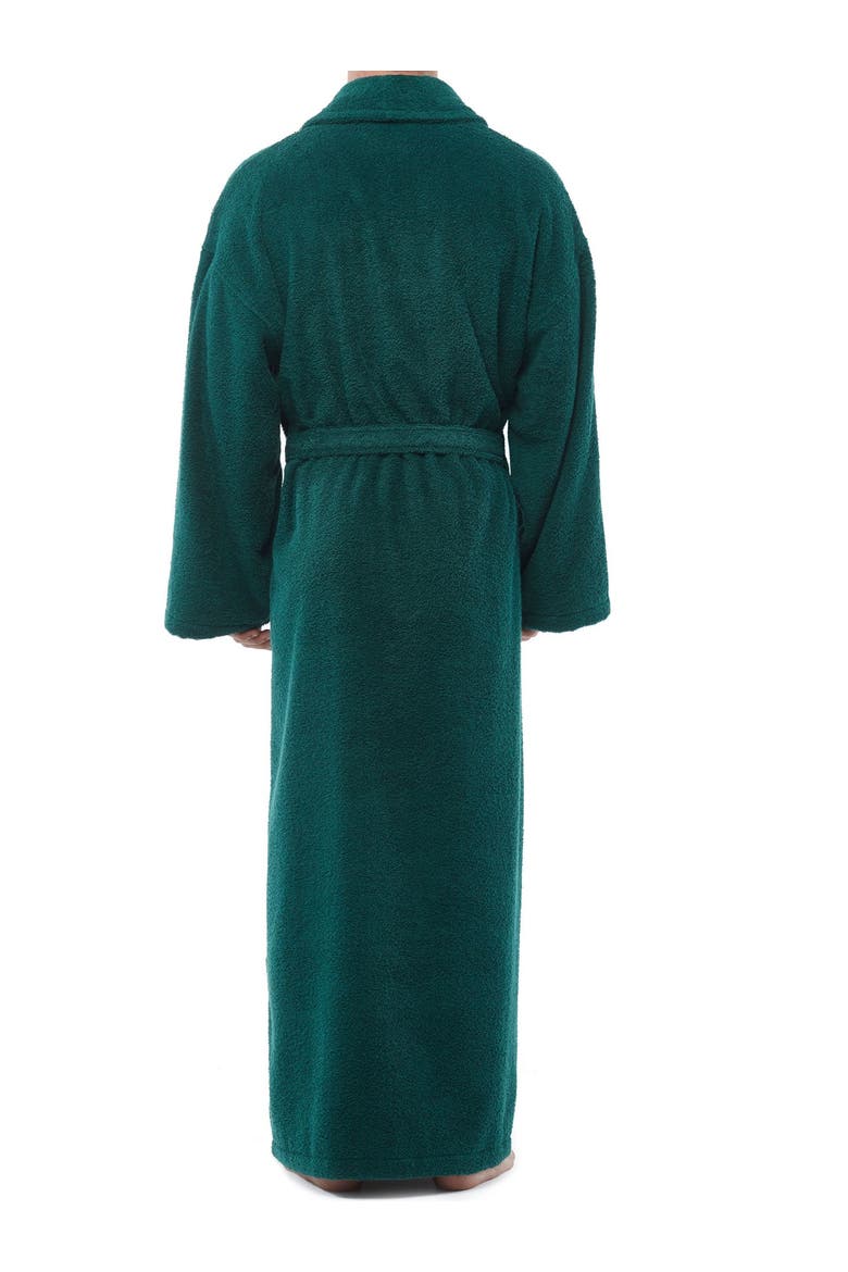 Mens Classic Shawl Collar Ankle Length Terry Bathrobe, Alternate, color, Forest Green