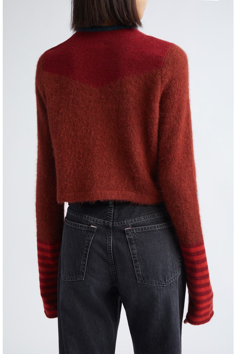 Lunar New Year Horse Alpaca Blend Crop Cardigan, Alternate, color, WINE