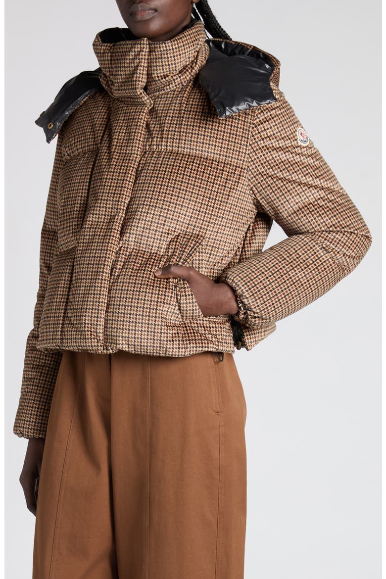 Quierzy Houndstooth Print Down Jacket, Alternate, color, BROWN CHECK