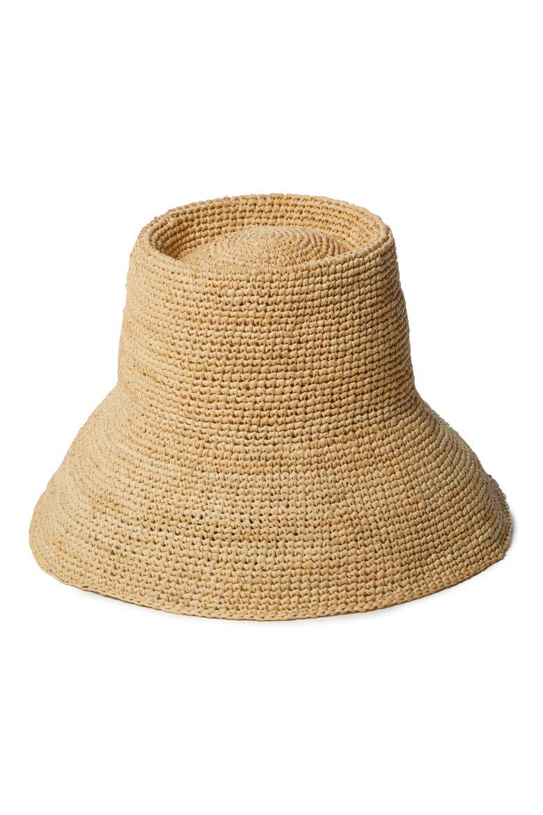 Felix Crochet Raffia Bucket Hat, Main, color, NATURAL