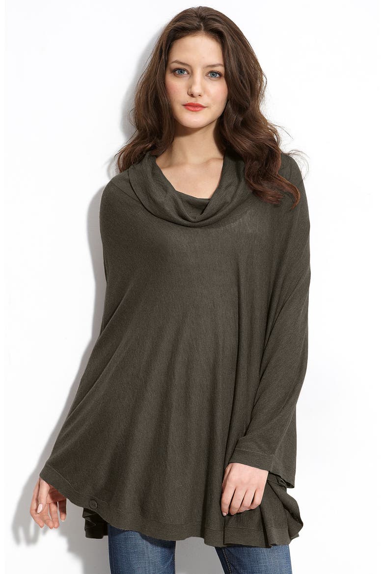 Hinge® Cowl Neck Poncho, Main, color, HEATHER OLIVE- TARMAC