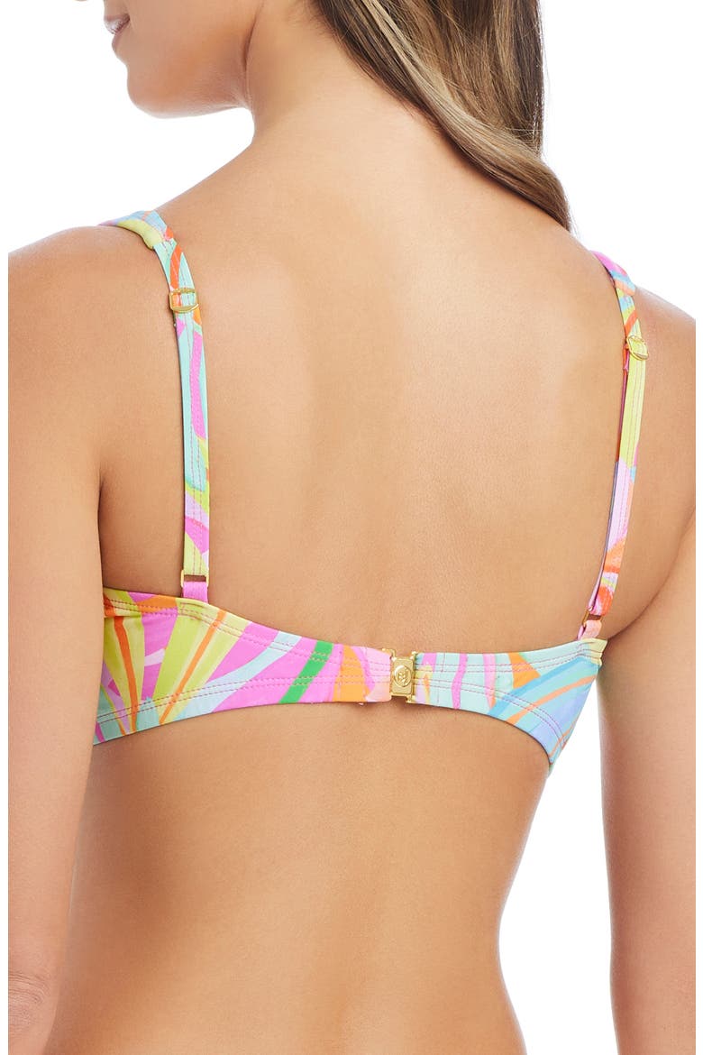 Print Banded Wrap Bikini Top, Alternate, color, PINK MULTI