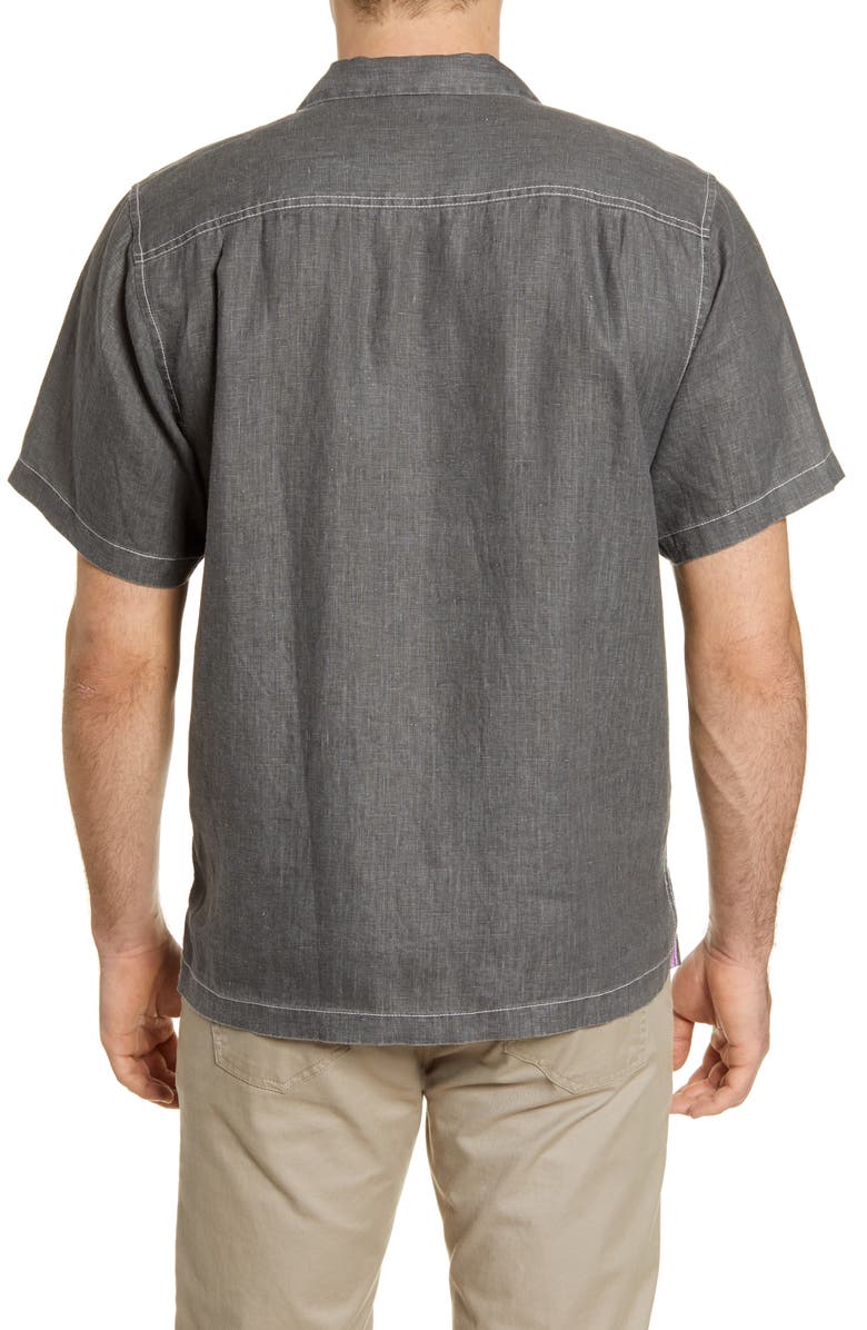Tommy Bahama Sea Glass Short Sleeve Button-Up Linen Camp Shirt, Alternate, color,