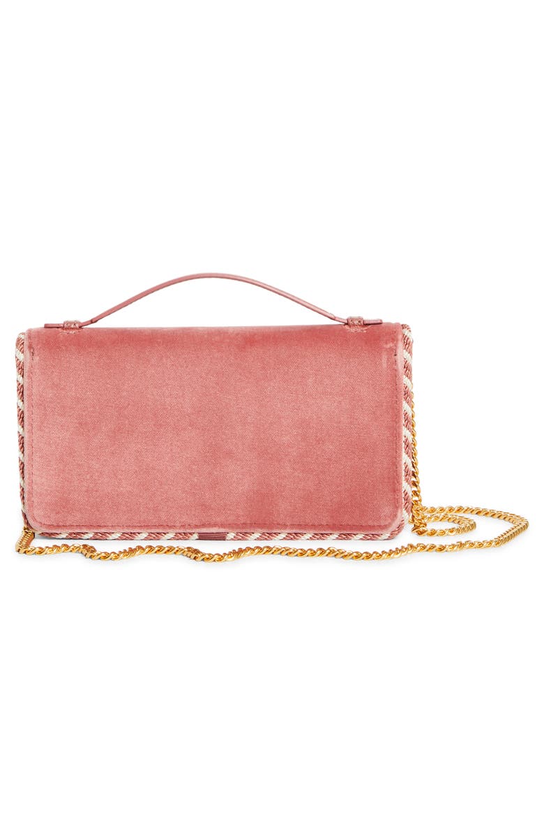Valentino Garavani VLOGO Signature Velvet Wallet on a Chain, Alternate, color, Phard/ Burro / Cream Crystal