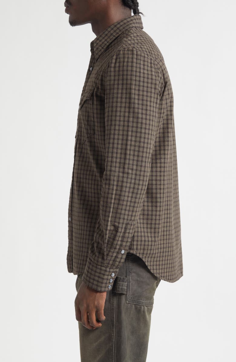 Double RL Slim Fit Check Western Shirt, Alternate, color, Brown/ Tan