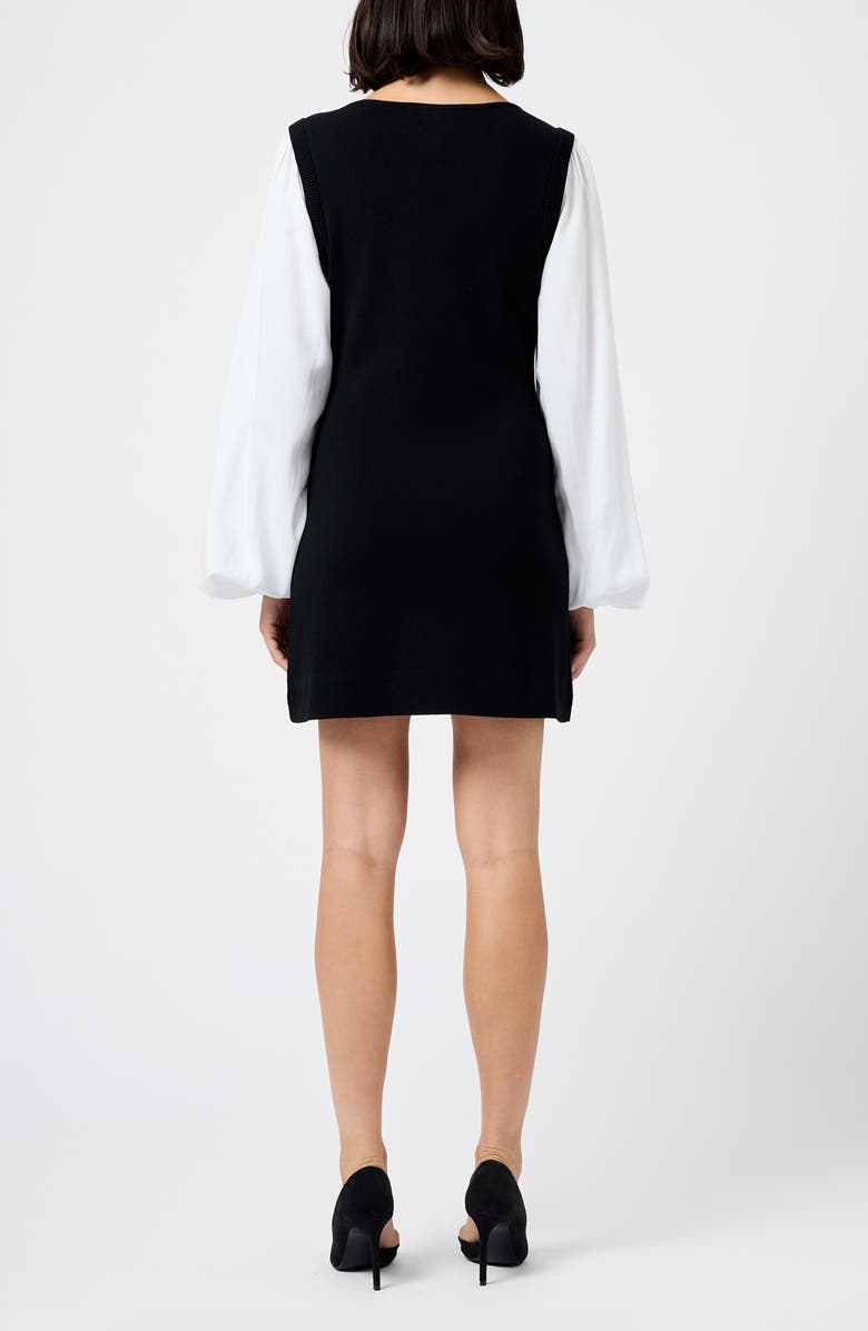 French Connection Maxime Long Sleeve Shift Dress, Alternate, color, Black-Summer White