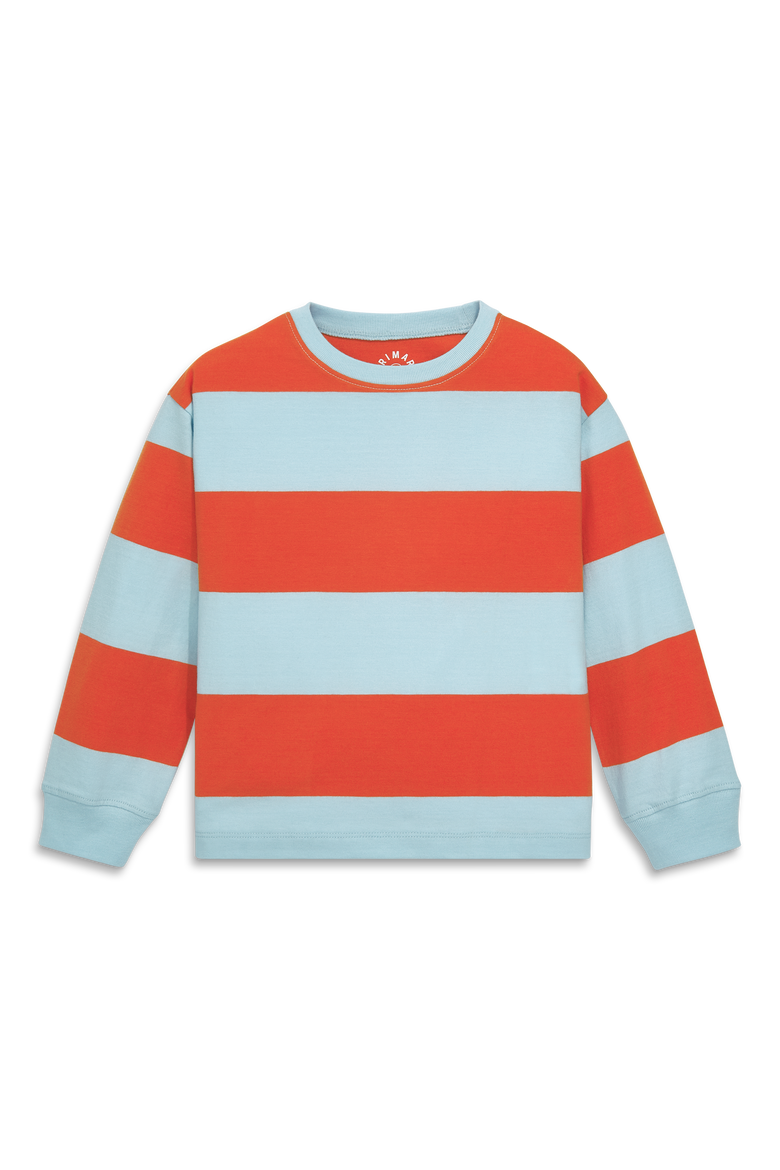 Long Sleeve Easy Tee In Rugby Stripe, Main, color, Pumpkin Sky Stripe
