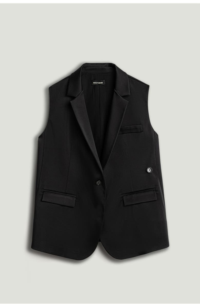 Nocturne Asymmetric Buttoned Longline Vest, Alternate, color, Black